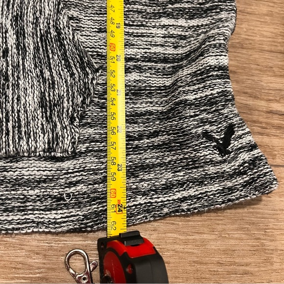 American Eagle Vintage Mens Heathered Black & White Hoodie Sweater - Size Large - Picture 7 of 16